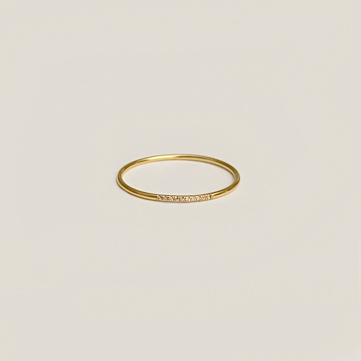Diamond String Stacking Ring (Gold Filled) 10 diamonds