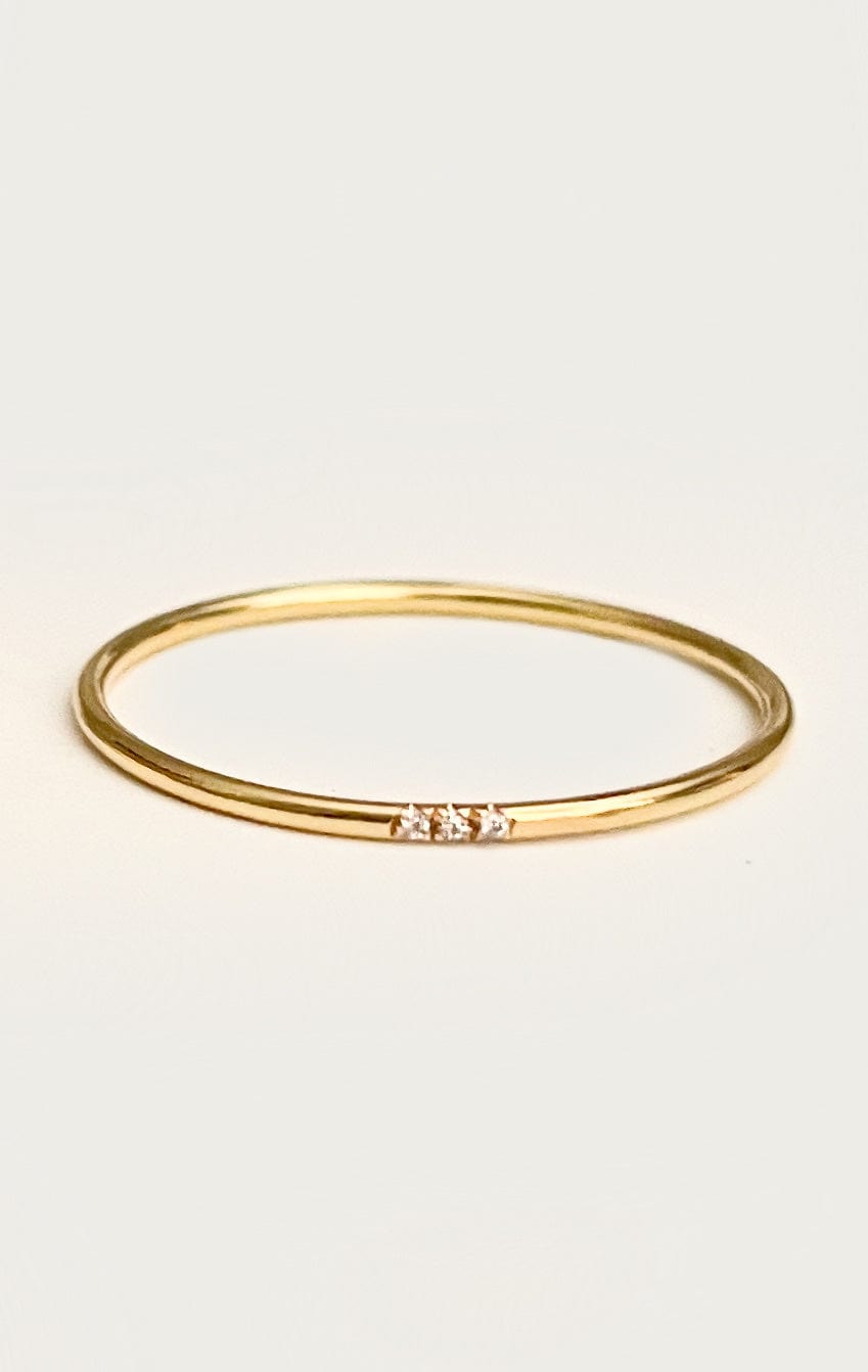 Diamond String Stacking Ring (Gold Filled) 3 diamonds