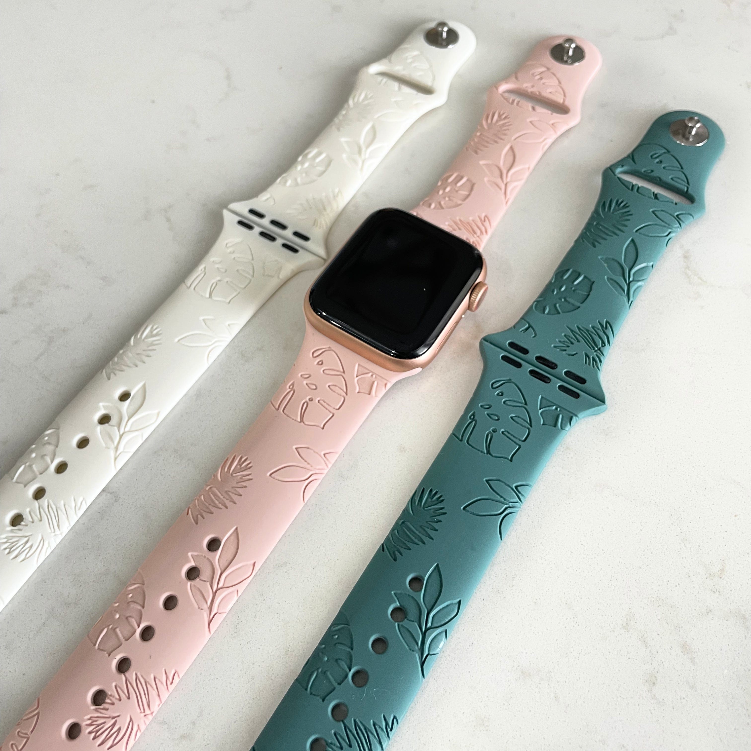 Engraved Tropics Apple Watch Band Copper Robin