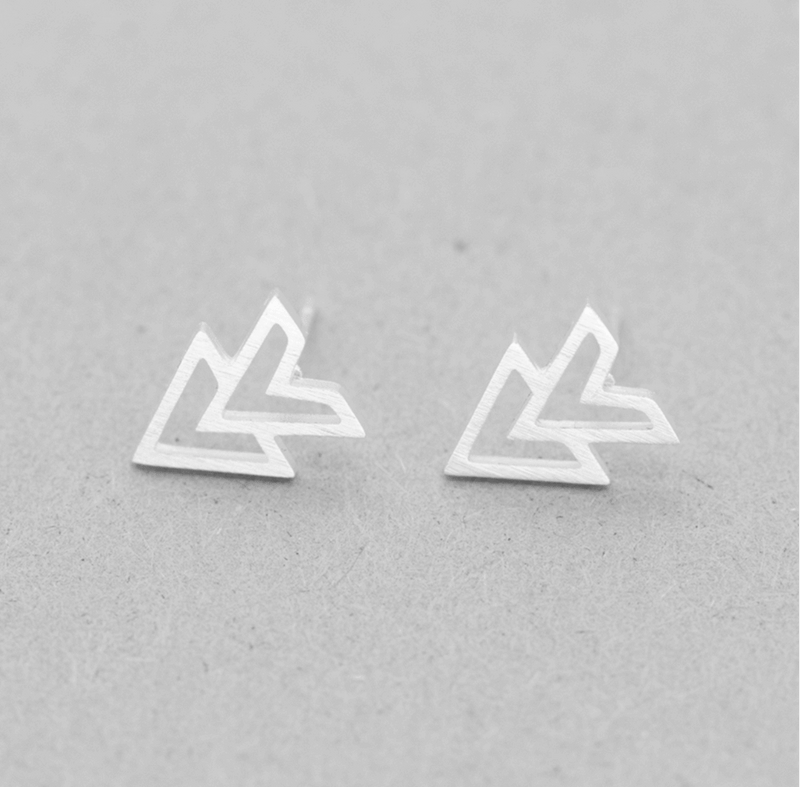 Gold Double Arrow Stud Earrings