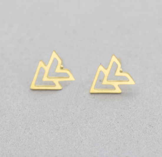 Gold Double Arrow Stud Earrings