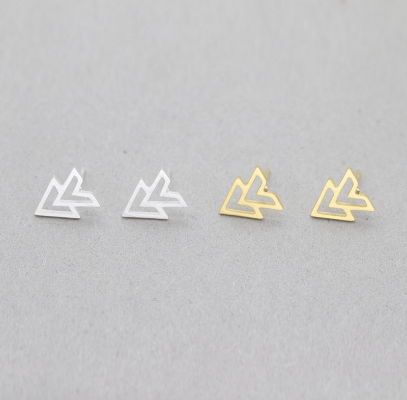 Gold Double Arrow Stud Earrings