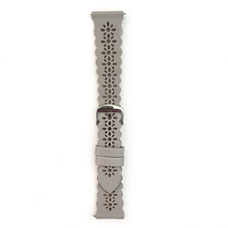 Leathered Lace, Grey Laser Cut Leather Watch Band for Apple Watch