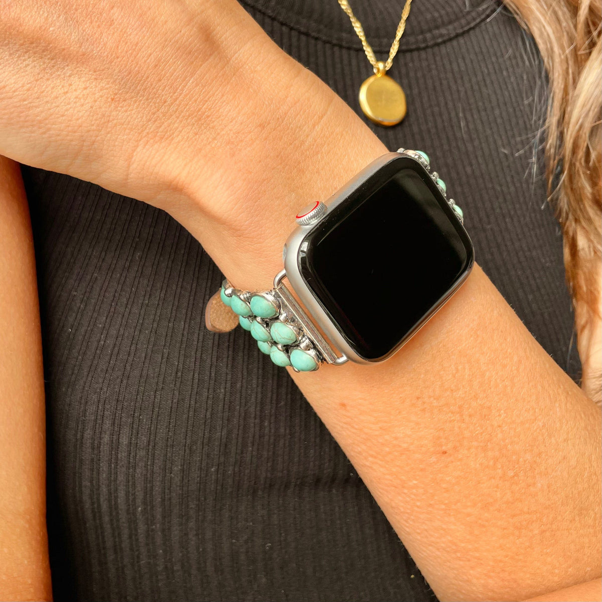 La Devereux, Turquoise and Leather Watch Band for Fitbit