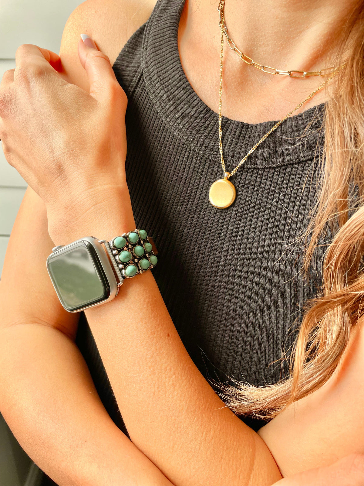 La Devereux, Turquoise and Leather Watch Band for Fitbit