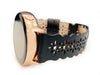 Leathered Lace, Black Laser Cut Leather Watch Band for Apple Watch