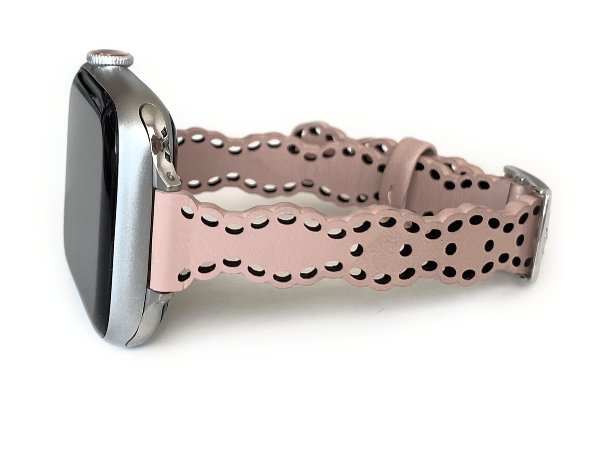 Scalloped Leather Eyelet Lace Watch Band for Apple Watch