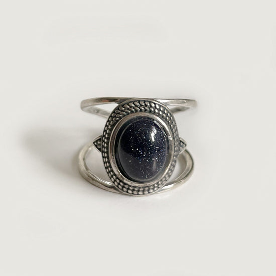Black Sandstone Sterling Silver Ring