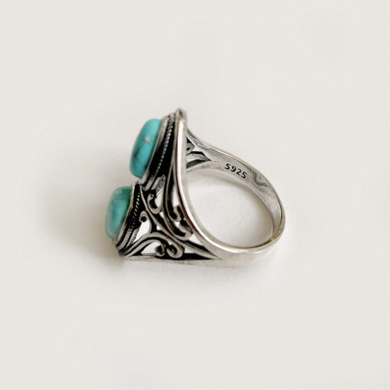Double Turquoise Sterling Silver Ring