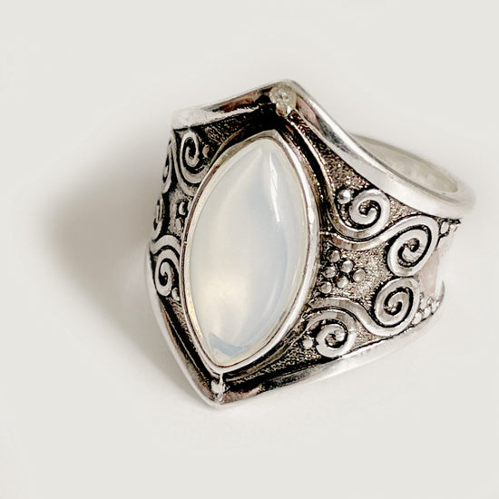 Marquis Moonstone Sterling Silver Ring