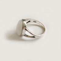 Oval White Quartz Sterling Silver Ring