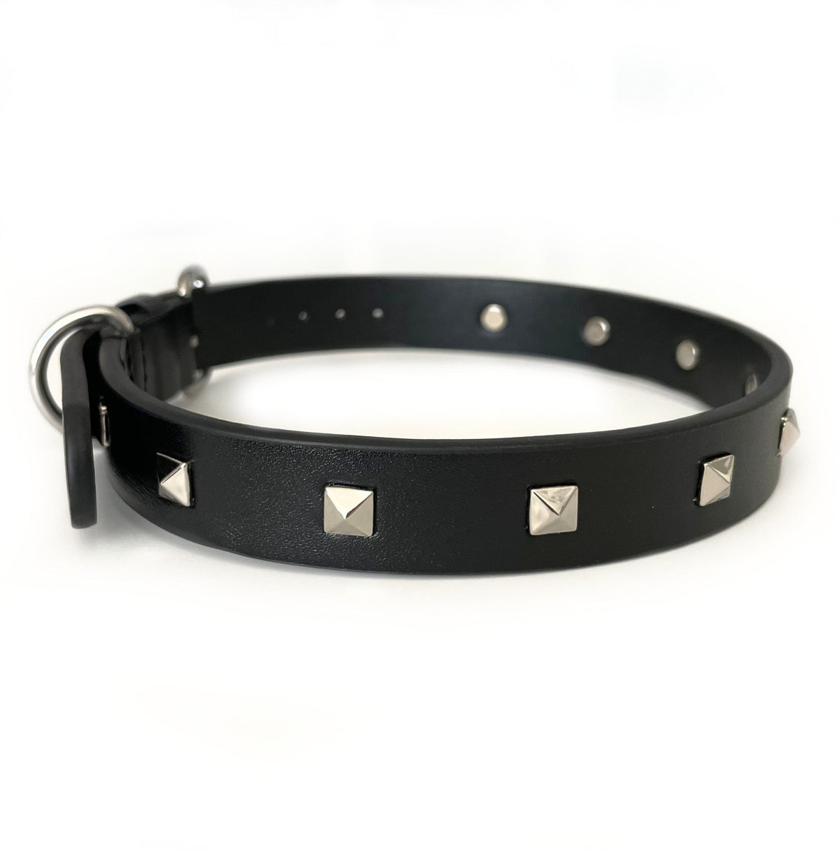 The Rockstar Dog Collar, Black Leather with Gold, Silver, or Rose Gold Studs