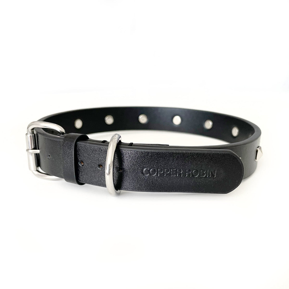 The Rockstar Dog Collar, Black Leather with Gold, Silver, or Rose Gold Studs