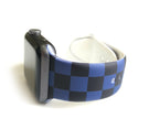 This sporty black and blue checkerboard silicone apple watch band is the must have band of the season! Looks great on men, women and children. Sizes: Small/Medium will fit wrist size 5”-7.5” Medium/Large will fit wrist sizes 6”-8.25