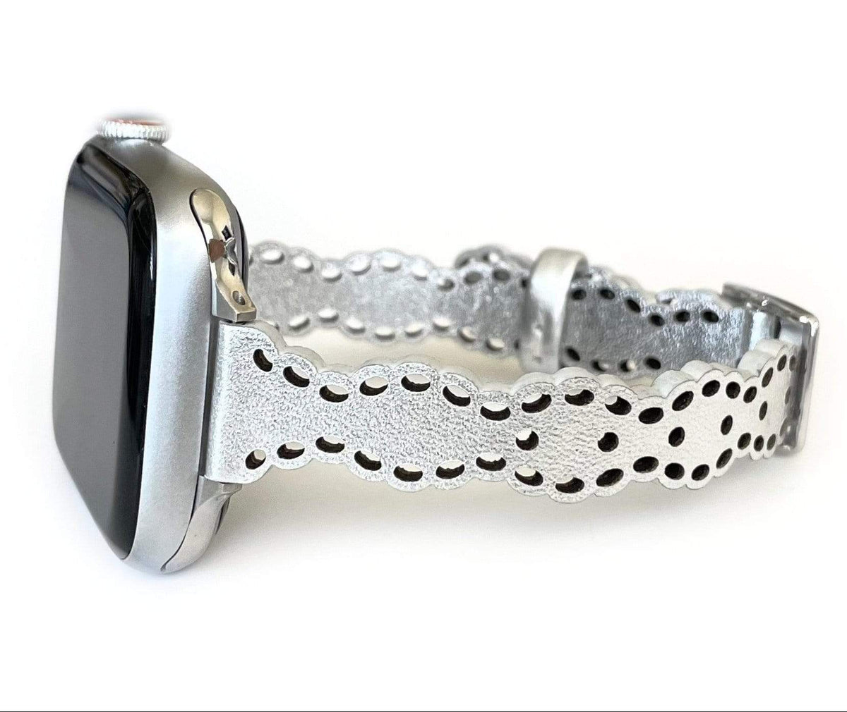 Scalloped Leather Eyelet Lace Watch Band for Apple Watch
