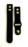 These beautiful studded leather quick release watch bands are a perfect fit for the Fitbit Versa watch. This black watch band is crafted from hand selected top grain leather and 316L stainless steel, making it fashionably perfect for work or a fun night out! Swap in Seconds: Integrated quick release spring bars Color: Black with your choice of color of studs: gold, rose gold, silver Material: Genuine Leather Hardware: 316L stainless steel buckle and studs.