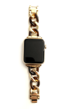 Beautiful apple watch band featuring a faux tortoise resin mixed with chain.  Fits all apple series watches in sizes 38/40  Chain colors available in silver, gold, and rose gold Fits wrist sizes: 5.5” to 7.5”