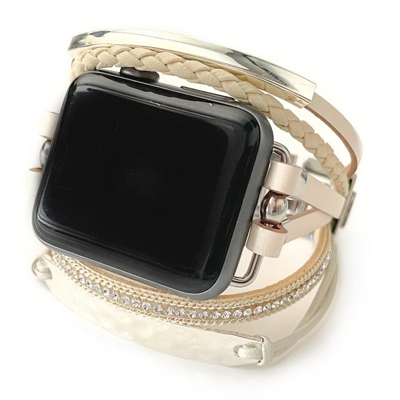 The Posh, Strappy Leather Watch Band with Gold, Silver, or Rose Gold Hardware, For Apple Watch