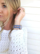 The Rockstar Blue with Rose Gold Leather and Studs Apple Watch Band
