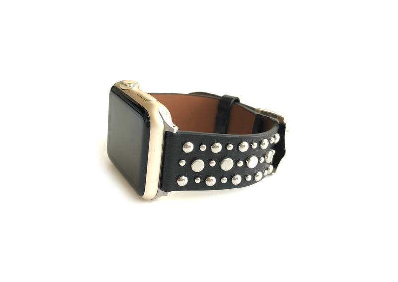 The Sundance in Mint and Silver Studded Leather Apple Watch Band