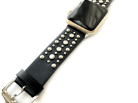 The Sundance in Mint and Silver Studded Leather Apple Watch Band