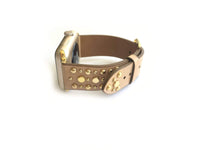 The Sundance in Mint and Silver Studded Leather Apple Watch Band