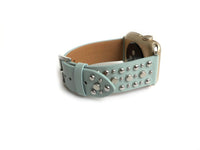 The Sundance in Mint and Silver Studded Leather Apple Watch Band