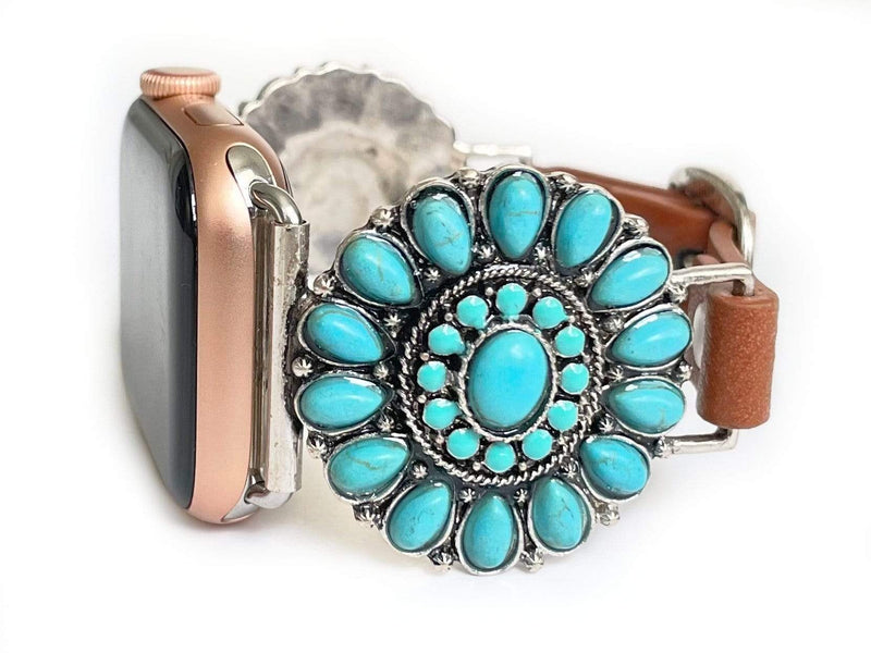 La Fleur, Gemstone and Leather Watch Band for Apple Watch