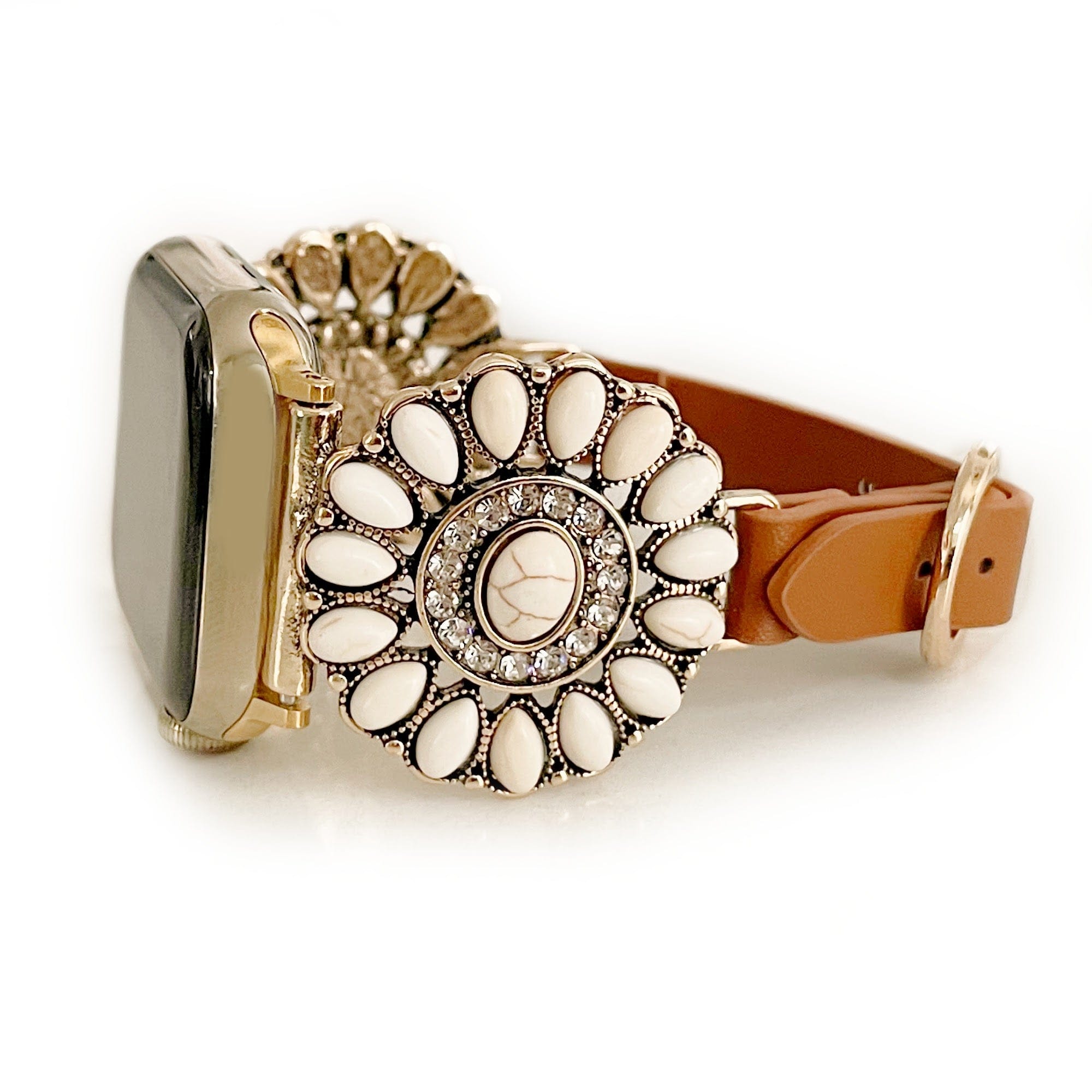 La Fleur, Gemstone and Leather Watch Band for Apple Watch