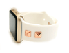 Studded silicone Apple Watch bands. These fit all series of Apple Watch band and fit in both sizes of Apple Watch.  Sizing: S/M : fits 4” up to 7” M/L: fits 6" up to 8"  Colors include: black w/ gold, black w/ silver, black w/ rose gold, pink w/ gold,  white w/ rose gold, mint w/ gold Please measure your wrist size before purchasing.